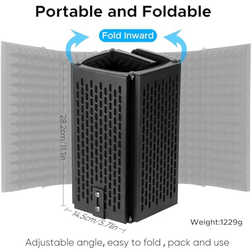 TECHBLAZE 5-Panel Microphone Isolation Shield – Vocal Booth Reflection Filter for Home Studio, Podcasting, Singing, and Professional Studio Recording - Image 5
