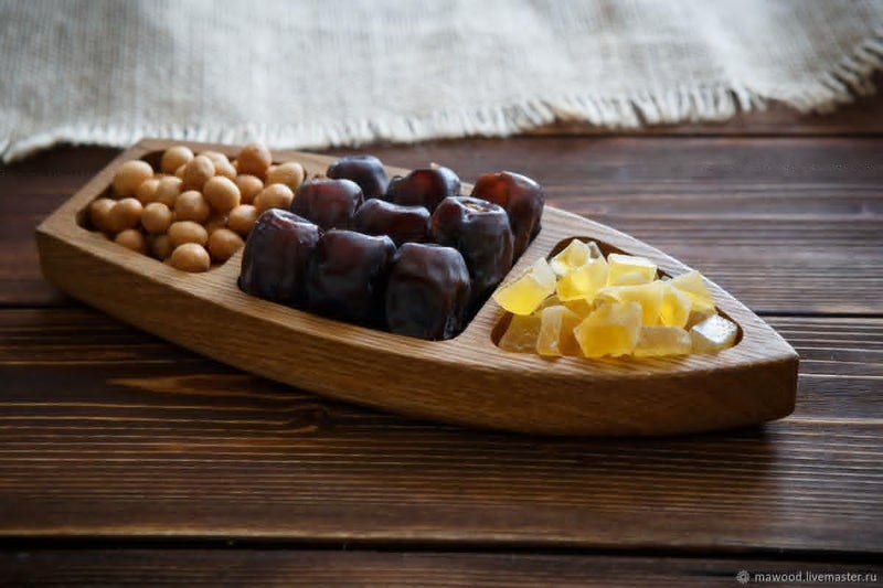 appeasy Wooden 3 Section Serving Platters for Home Decor, Food, Vegetables, Fruit, Snacks, Appetizer Serving Tray.(Set of 2) - Image 2