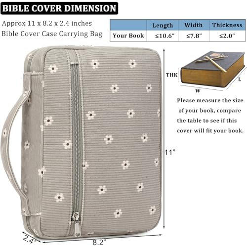 JIANYA Bible Cover, Flower Print Bible Bag Bible Cover Case for Women with Handle and Zippered Pocket, Bible Study Supplies - Image 4