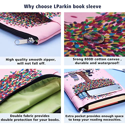 LParkin Just A Girl Who Loves Books, Zipper Book Cover, Gift for Nerd Book, 11" x 8.5", Washable Fabric - Image 4