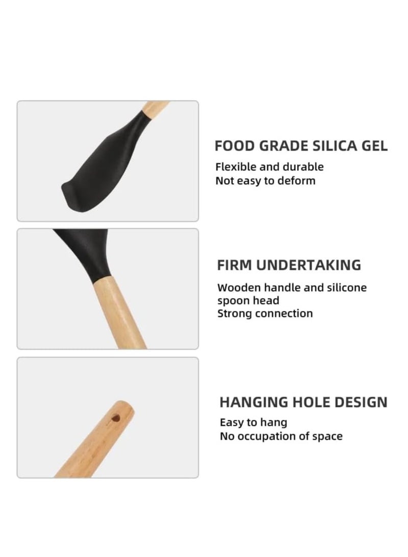 Raxoom Nonstick Wooden BBQ Silicone Cooking Kitchen Utensils Organizer Cook Cookware Utensil Set Accessories, 12 PCS. - Image 3