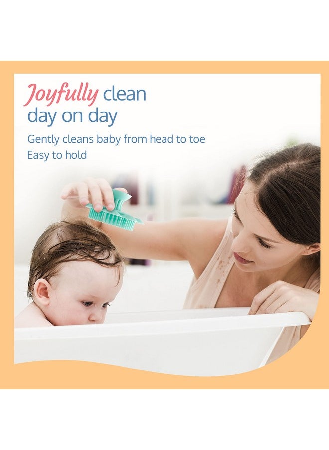 Luvlap - Baby Silicone Shower Brush Baby Bath Scrubber Bath Loofah For Babies Exfoliating Bath Brush Scalp & Body Scrubber Silicone Loofah Body Scrubber Baby Bath Brush (Green) - Image 1