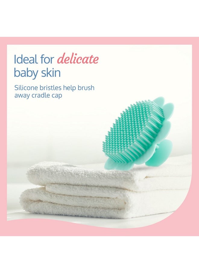 Luvlap - Baby Silicone Shower Brush Baby Bath Scrubber Bath Loofah For Babies Exfoliating Bath Brush Scalp & Body Scrubber Silicone Loofah Body Scrubber Baby Bath Brush (Green) - Image 1