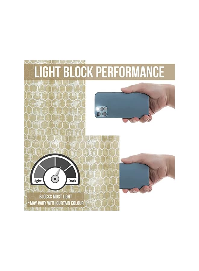 The Bros 9 Feet Hexagon Hive Long Door Curtains for Living Room Bedroom Kitchen, (46 inch X 108 inch), Cream - Image 5