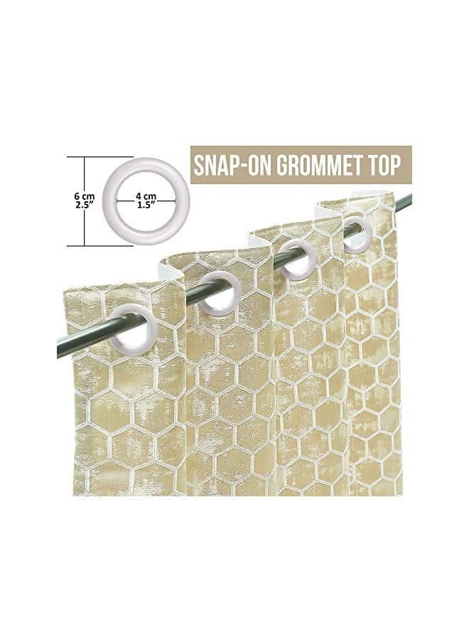 The Bros 9 Feet Hexagon Hive Long Door Curtains for Living Room Bedroom Kitchen, (46 inch X 108 inch), Cream - Image 4