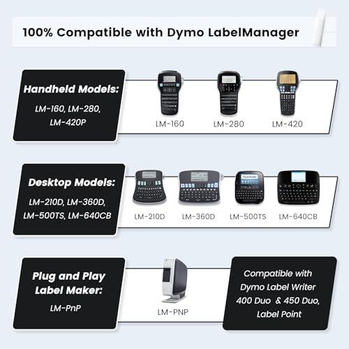 Freshworld 5-Pack Replace for Dymo 45010 S0720500 Black on Clear Label for Dymo d1 Label Tape,1/2 Inch x 23 Ft, Compatible with DYMO ColorPOP! for LabelManager 160 210D 260P 280 360D 420P 450D PnP - Image 3