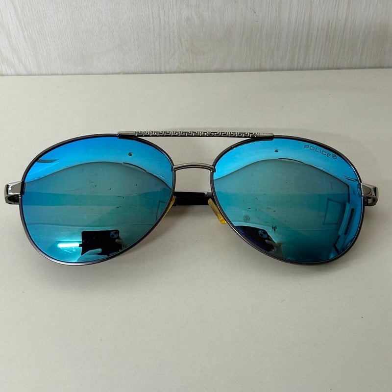 POLICE High Quality Men's Sun Polarized Glasses Metal High-end Sunglasses Gun Silver Frame with Crystal Blue Lenses - Image 2