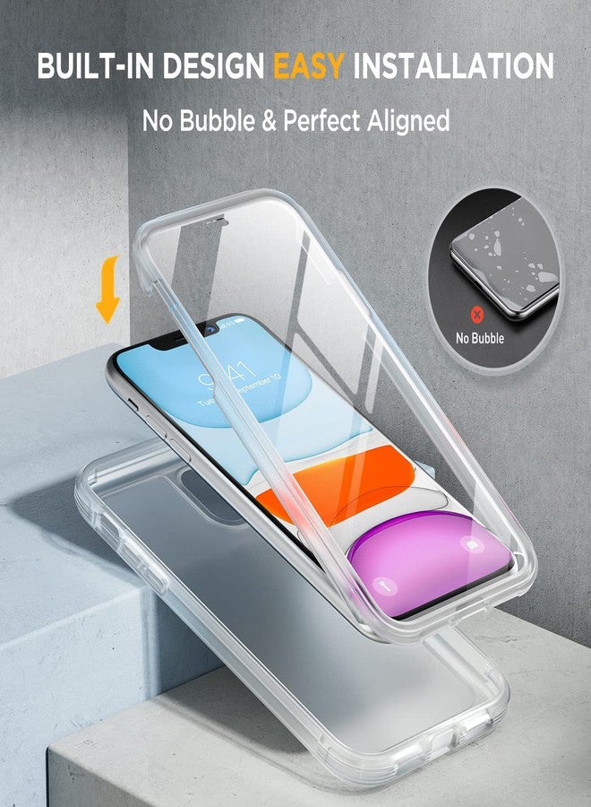 Miracase Glass Series Design for iPhone 11 Case 6.1 Inch 【2023 New】 Full Body Case with Built-in 9H Tempered Glass Screen Protector, Shockproof Bumper Case for iPhone 11 Cover (Matte Clear) - Image 3