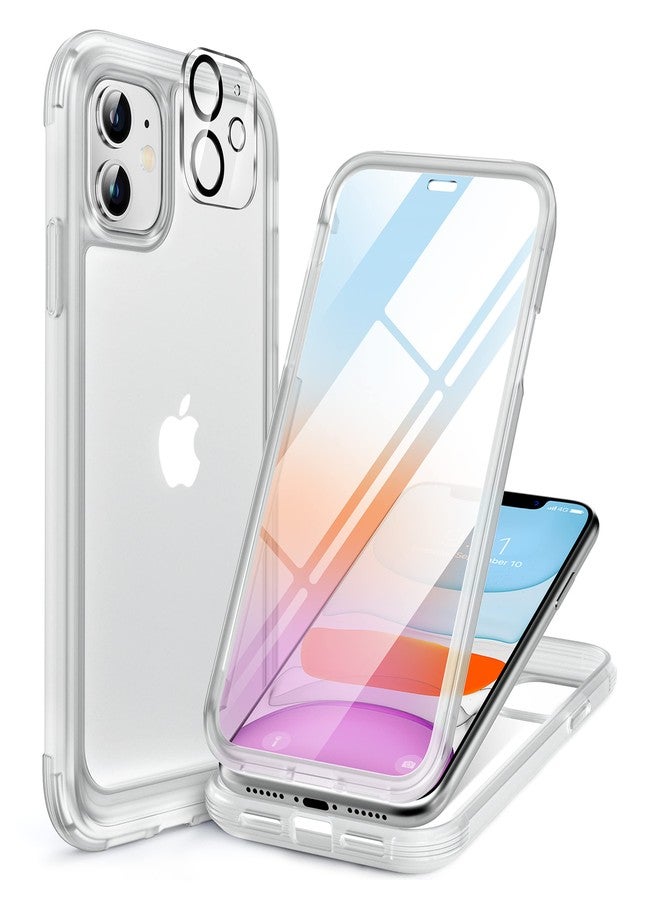 Miracase Glass Series Design for iPhone 11 Case 6.1 Inch 【2023 New】 Full Body Case with Built-in 9H Tempered Glass Screen Protector, Shockproof Bumper Case for iPhone 11 Cover (Matte Clear) - Image 1