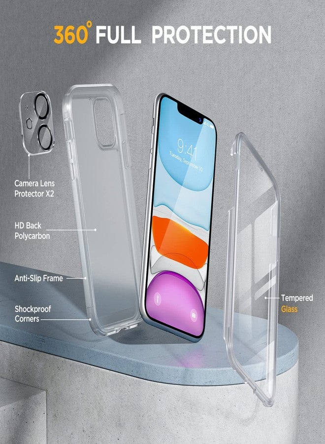 Miracase Glass Series Design for iPhone 11 Case 6.1 Inch 【2023 New】 Full Body Case with Built-in 9H Tempered Glass Screen Protector, Shockproof Bumper Case for iPhone 11 Cover (Matte Clear) - Image 2