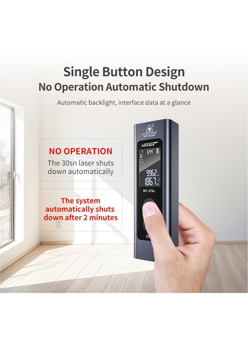 NOYAFA Digital Laser Distance Meter Type-C Charging 50m/165ft Range ±1.5mm Accuracy Handheld Laser Measure LCD Mini Rangefinder Distance/Area/Volume/Pythagorean Measuring Tool Unit Switching - Image 4