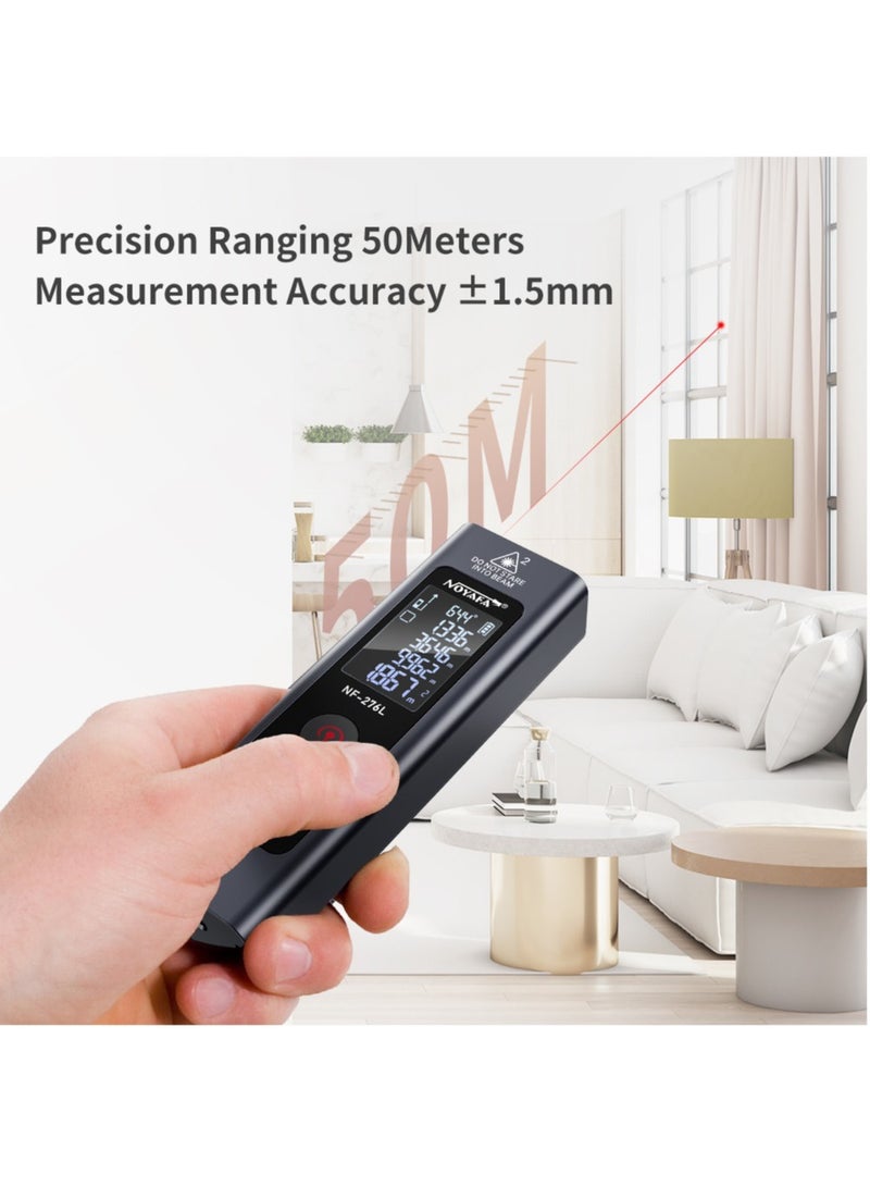 NOYAFA Digital Laser Distance Meter Type-C Charging 50m/165ft Range ±1.5mm Accuracy Handheld Laser Measure LCD Mini Rangefinder Distance/Area/Volume/Pythagorean Measuring Tool Unit Switching - Image 5