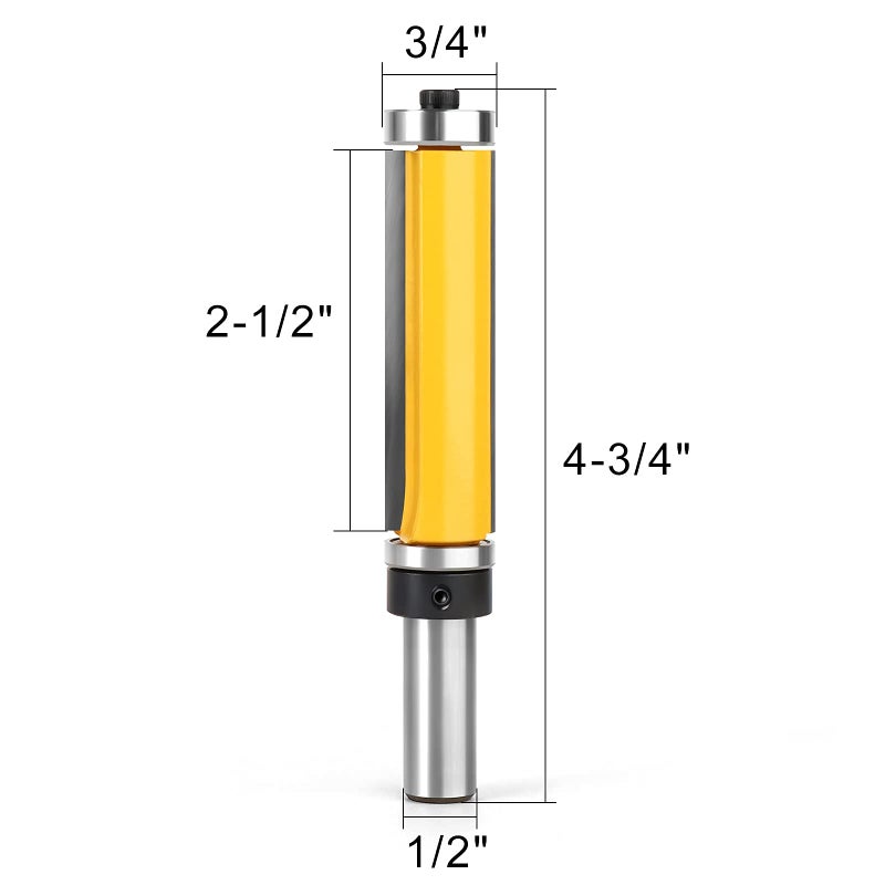 MEIGGTOOL 2-1/2 Inch Flush Trim Top and Bottom Bearing Router Bit 1/2-Inch Shank - Image 2