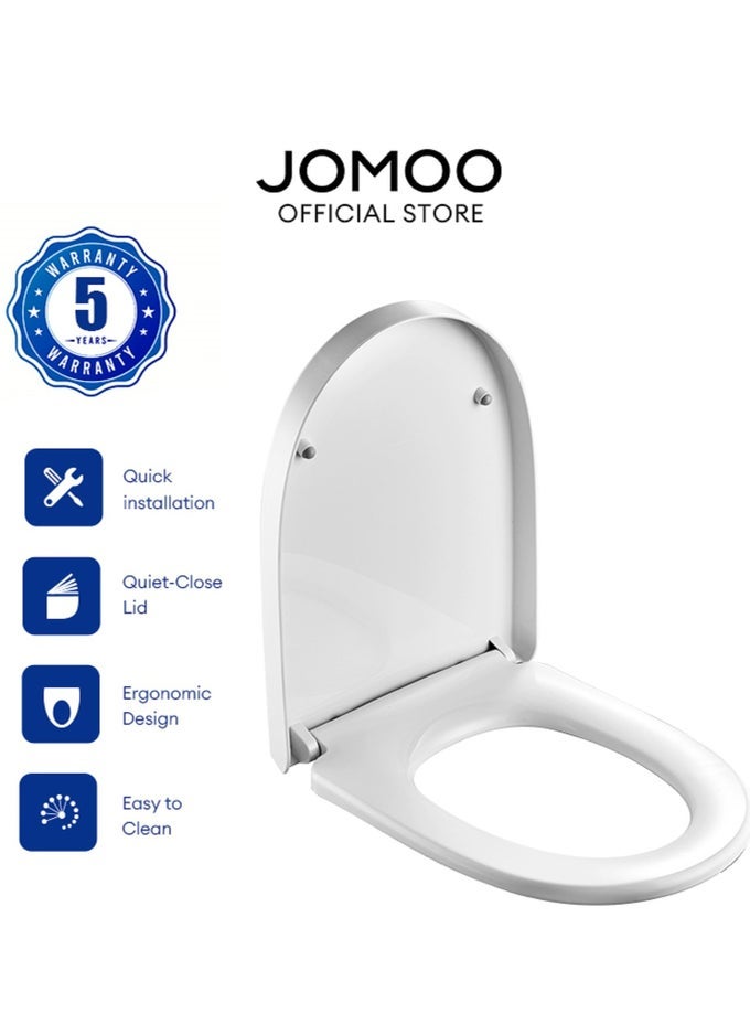 TOILET SEAT COVER, U-SHAPE QUIET SOFT-CLOSE TOILET SEAT COVER, QUICK-ATTACH HARDWARE BATHROOM TOILET SEAT, DURABLE AND REMOVABLE FOR EASY CLEAN LID
