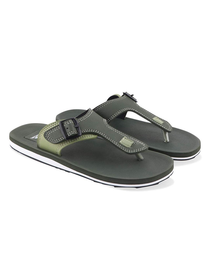 Adda Men's Olive Green Flip-Flops - 9 UK - Image 2