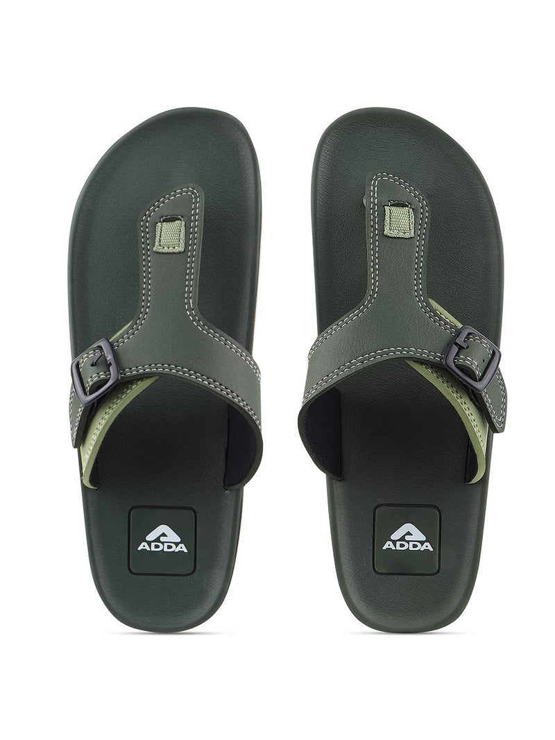 Adda Men's Olive Green Flip-Flops - 9 UK - Image 1
