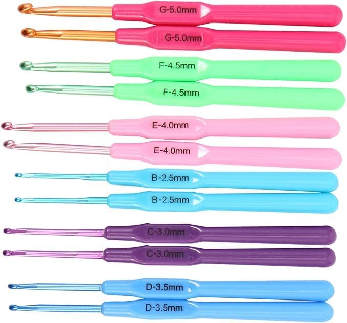 GEMSY GEMSY Crochet Hook Set HardAnodized Plastic Handle Hook for Embroidery Ultimate Sewing Craft Sweater Woolen Cloth Yarn Thread Quality Needles Kit for Knitting DIY Pack of 12 - Image 1