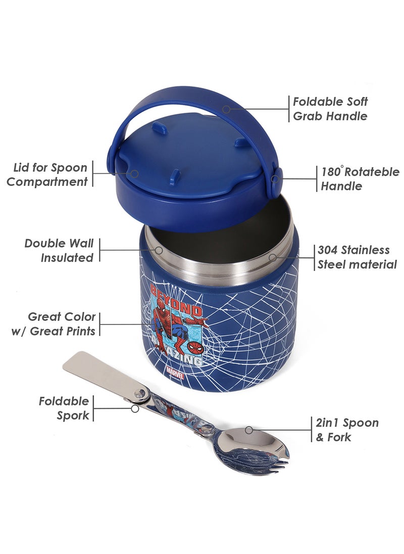 Eazy Kids Marvel Beyond Amazing Spider - Man Stainless Steel Insulated Food Jar - Blue(350Ml)  - Image 5