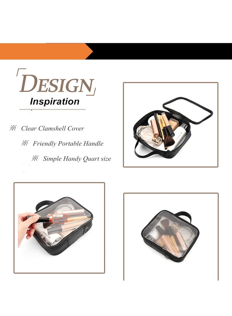 Approved Clear Travel Toiletry Bags, TRIPON 2pcs Clear Plastic Waterproof Toiletries Makeup Cosmetic Pouch Carry on Quarts Liquid Bag