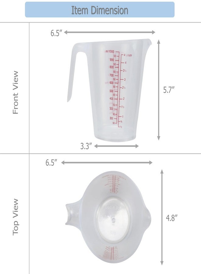EIKS Plastic Measuring Cups Pitcher for Measuring Mixing Cooking Baking DIY Craft Art Painting (1000mlx4) - Image 3