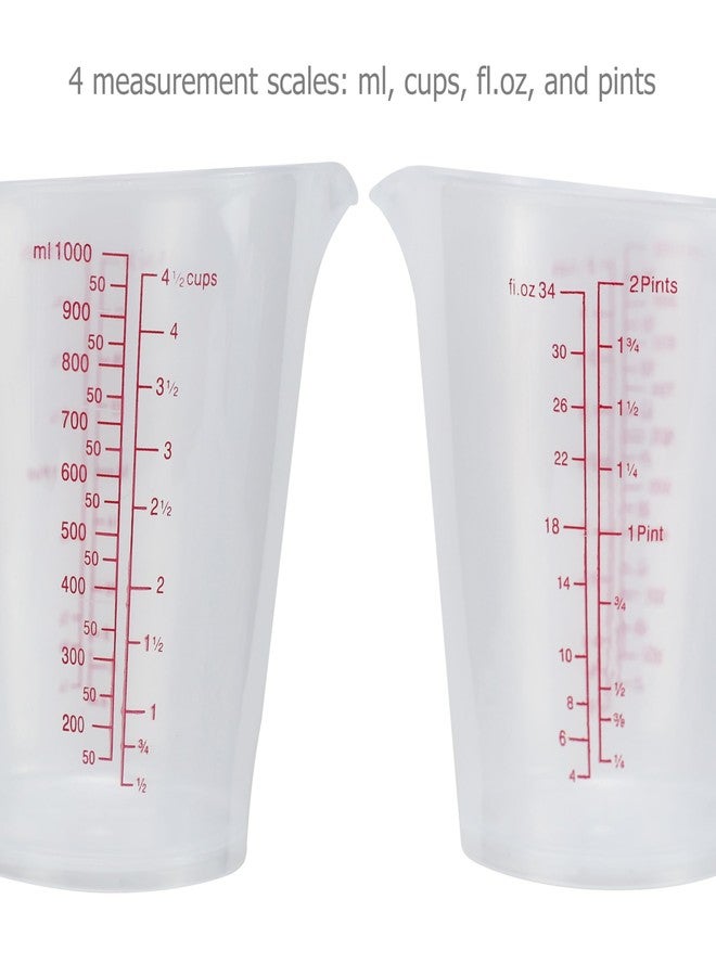 EIKS Plastic Measuring Cups Pitcher for Measuring Mixing Cooking Baking DIY Craft Art Painting (1000mlx4) - Image 2