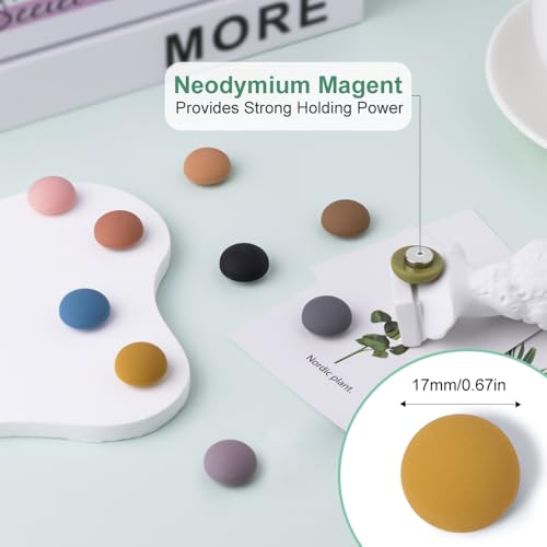 rhinocats 20Pcs Fridge Magnets, Cute Locker Decor Magnet, Colorful Decorative Matte hemispheric Refrigerator Magnets, Strong Whiteboard Magnets for Classroom, Office, or Home Use - Image 2