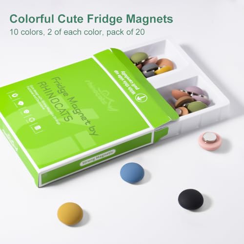 rhinocats 20Pcs Fridge Magnets, Cute Locker Decor Magnet, Colorful Decorative Matte hemispheric Refrigerator Magnets, Strong Whiteboard Magnets for Classroom, Office, or Home Use - Image 3