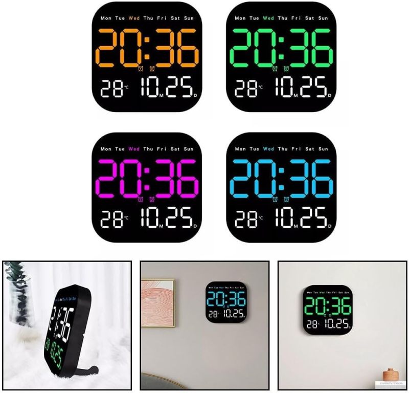 18.5 Inch Orange Digital Wall Clock With 2-M USB Cable Battery Backup All-In-One Display - Remote Control 10-Level Adjustable Brightness Countdown Timer for Home Office Bedroom - Image 5
