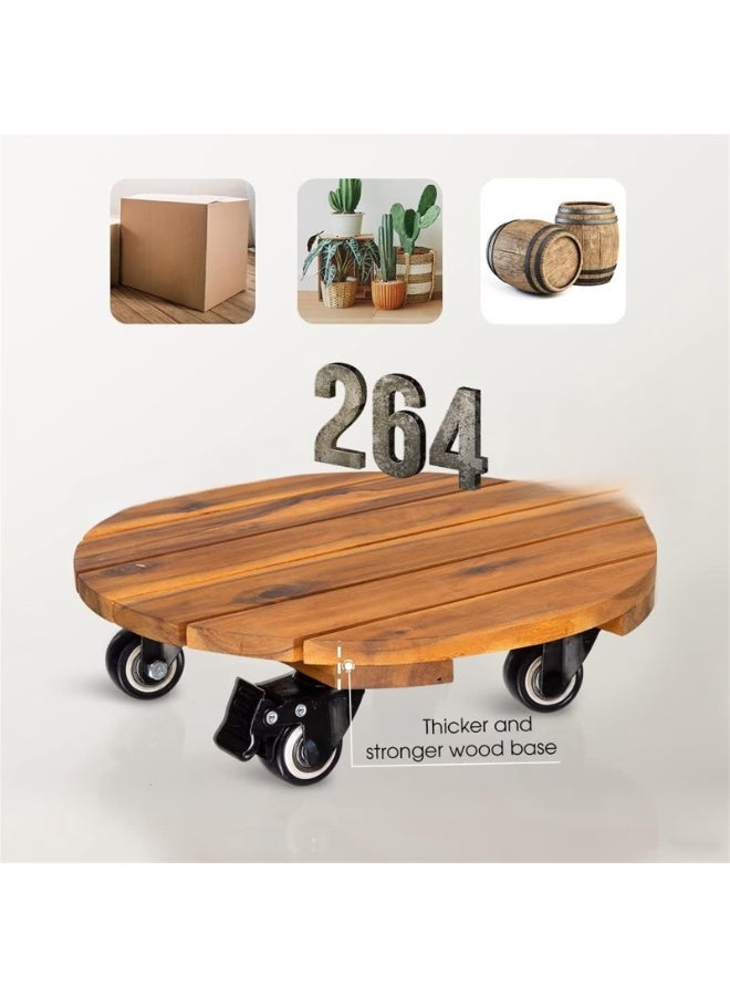 يُسلِّم حاملان خشبيان للنباتات مزودان بعجلات دوارة 360 درجة، حامل متين متحرك لنقل النباتات المحفوظة في أصص والأشياء الثقيلة - Image 3