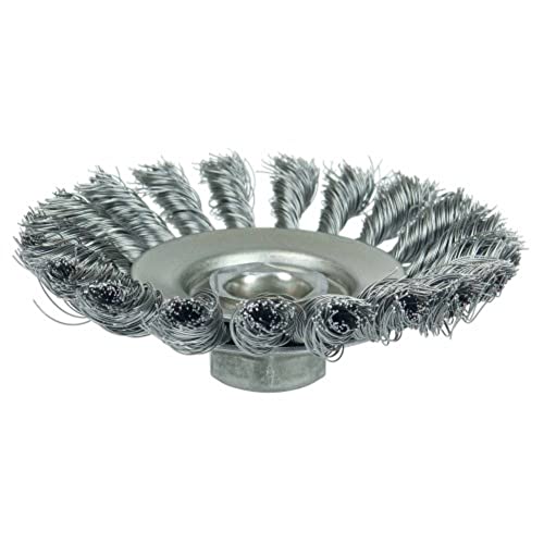 WEILER ويلاير 13476 دواليف 5/8"-11 محور، 0.020" حجم السلك، 4-1/2" قطر، 3/8" عرض الوجه، شعيرات فولاذية، فرشاة حواف سلكية مع عقد، مصنوعة في الولايات المتحدة الأمريكية - Image 1