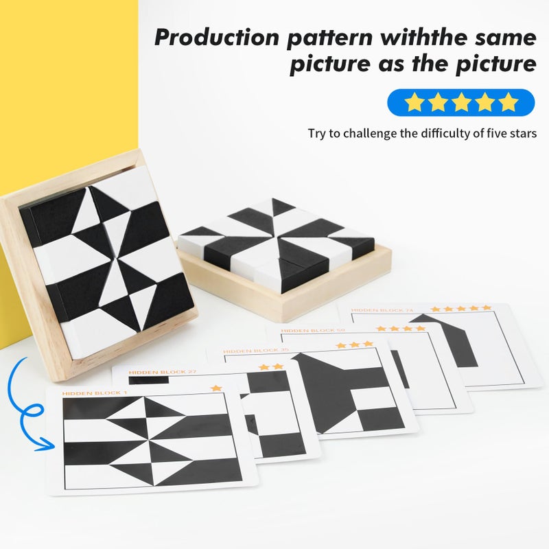 QZMTOY Wooden Blocks Puzzle Table Games - Brain Teaser With 80 Challenges, STEM Montessori Toys for Boys Girls, Travel Toys, Stocking Stuffers for Kids - Image 3