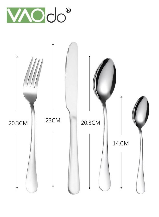 VAOdo 24 PCS Silverware Set Service for 6 Premium Stainless Steel Flatware Set Mirror Polished Cutlery Utensil Set Durable Home Kitchen Eating Tableware Set Include Fork Knife Spoon Set Dishwasher Safe Sliv  - Image 3