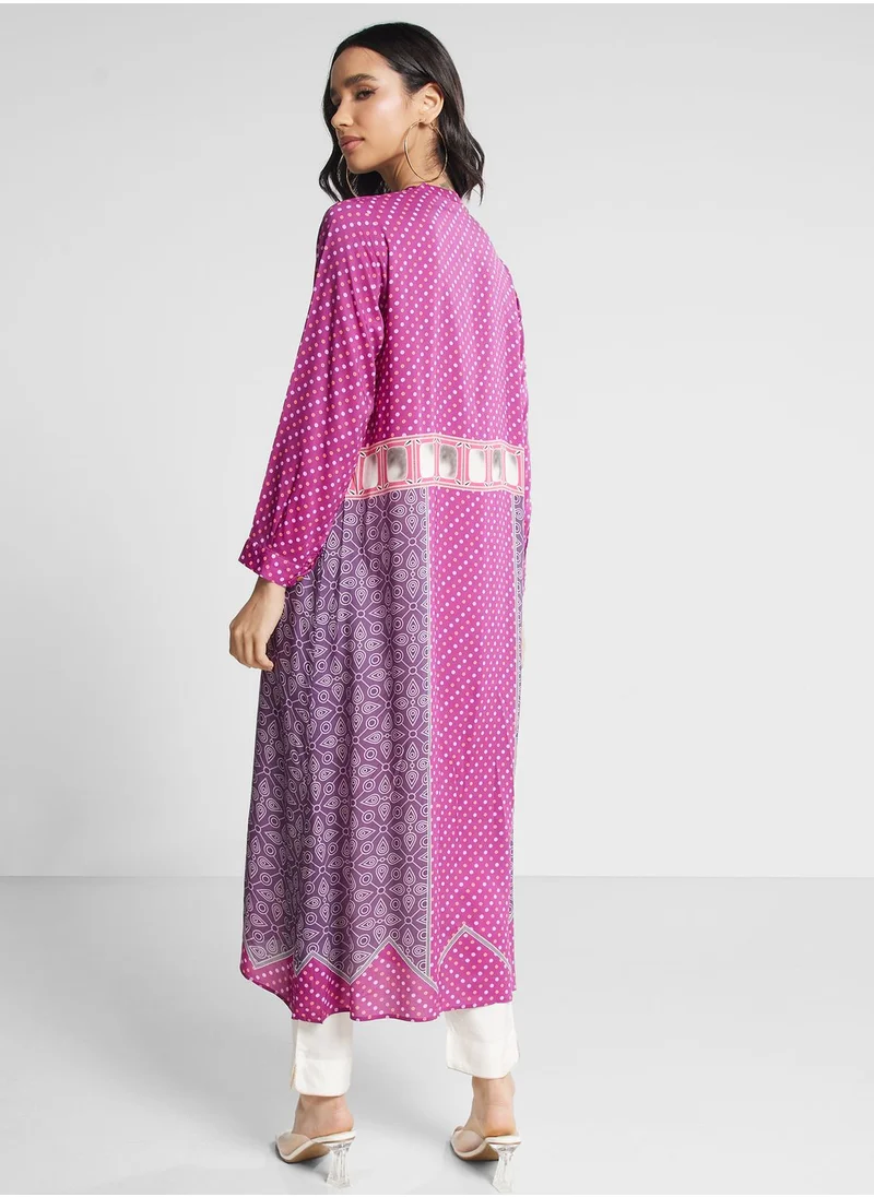 Nishat Linen Printed Button Detail Kurti