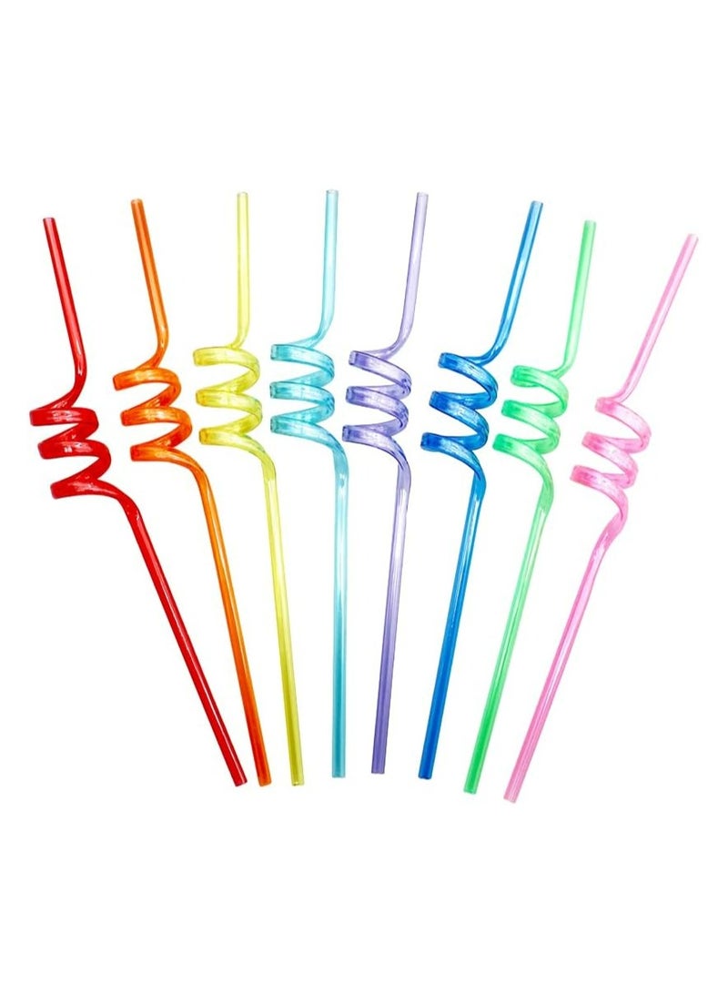 أوزيغالور 10 قطع من شفاطات الحفلات الحلزونية القابلة لإعادة الاستخدام - شفاطات شرب بلاستيكية ملونة للأطفال والكبار - Image 1