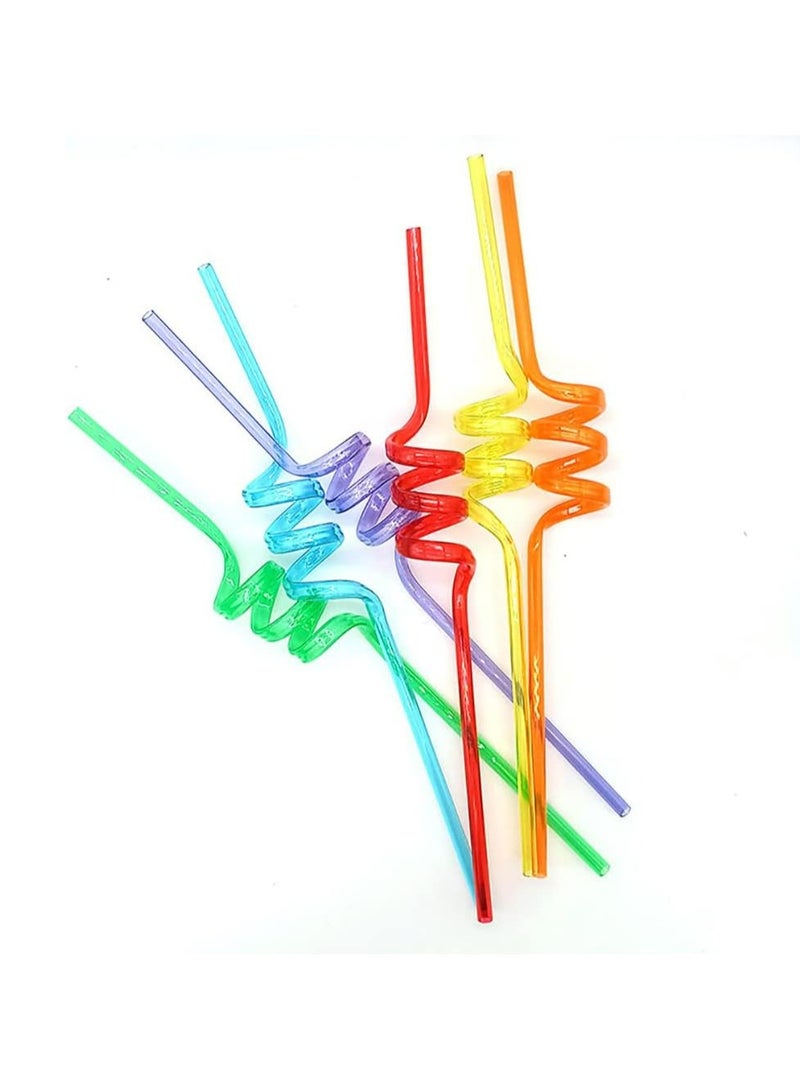 أوزيغالور 10 قطع من شفاطات الحفلات الحلزونية القابلة لإعادة الاستخدام - شفاطات شرب بلاستيكية ملونة للأطفال والكبار - Image 2
