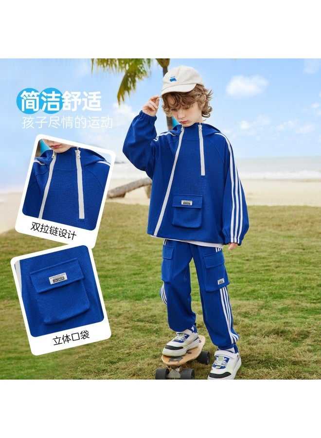 ASK JUNIOR Boys' Set 2025 Autumn Children's Hooded Sweatshirt And Pants Workwear Sport Running Two-piece Set Tennis Outfit - Image 3