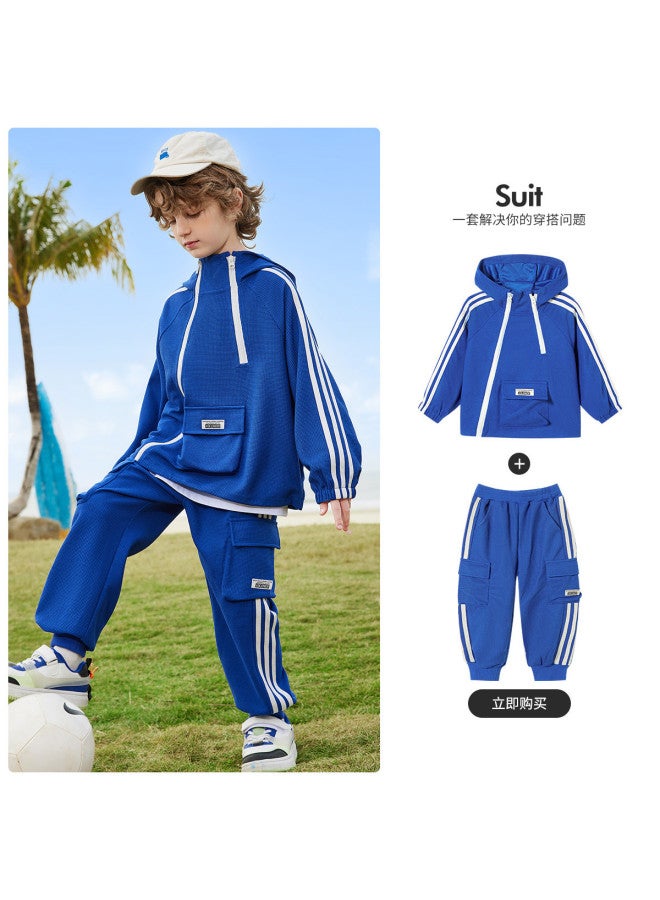 ASK JUNIOR Boys' Set 2025 Autumn Children's Hooded Sweatshirt And Pants Workwear Sport Running Two-piece Set Tennis Outfit - Image 2