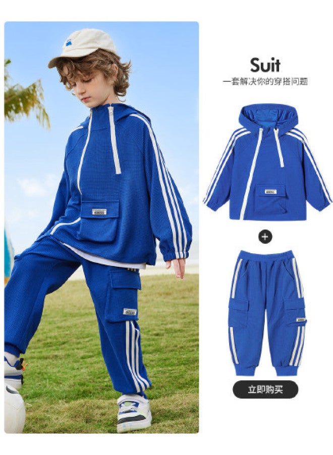 ASK JUNIOR Boys' Set 2025 Autumn Children's Hooded Sweatshirt And Pants Workwear Sport Running Two-piece Set Tennis Outfit - Image 1