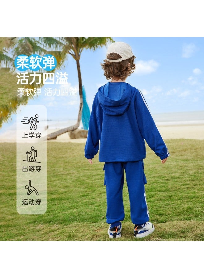 ASK JUNIOR Boys' Set 2025 Autumn Children's Hooded Sweatshirt And Pants Workwear Sport Running Two-piece Set Tennis Outfit - Image 5