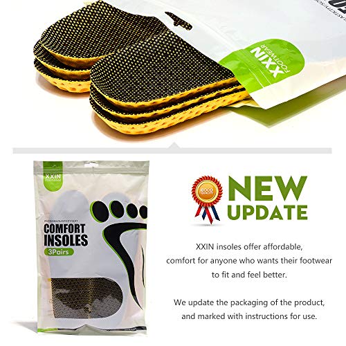 XINIFOOT 3 Pairs Comfortable Breathable Insoles - Comfort Cushioned for Running Walking Hiking, Replacement Comfort Inserts Shoes Pad for Men (US8-11) - Image 2