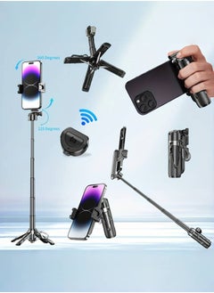 Jubilin 16-Inch Extendable Selfie Stick Tripod with Wireless Remote, 360° Rotating Mount , Compatible with iPhone/Samsung/Android, Perfect for Concerts, Travel, Hiking, and Live Streaming, Mini Wireless Selfie Stick for Phone  - Image 1
