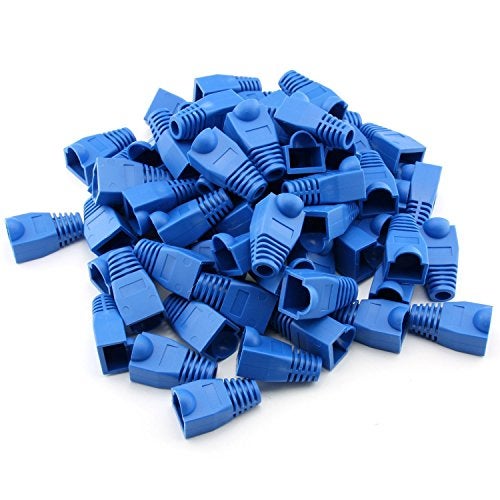 YXQ 100 Pcs Cat5E CAT6 RJ45 Ethernet Network Cable Strain Relief Boots Cable Connector Plug Cover (Blue) - Image 1