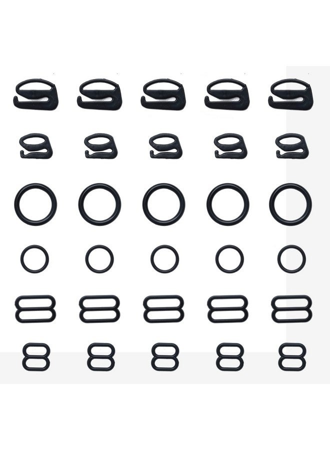 sowaka Sowaka 60 Pcs Bra Strap Hooks Nylon Different Styles Multi Size Small Sewing Halter Bikini Bathing Suit Clip Adjustment Sliders Hooks for Replacement Bra Strap Swimsuit Tops Lingerie (Black) - Image 1