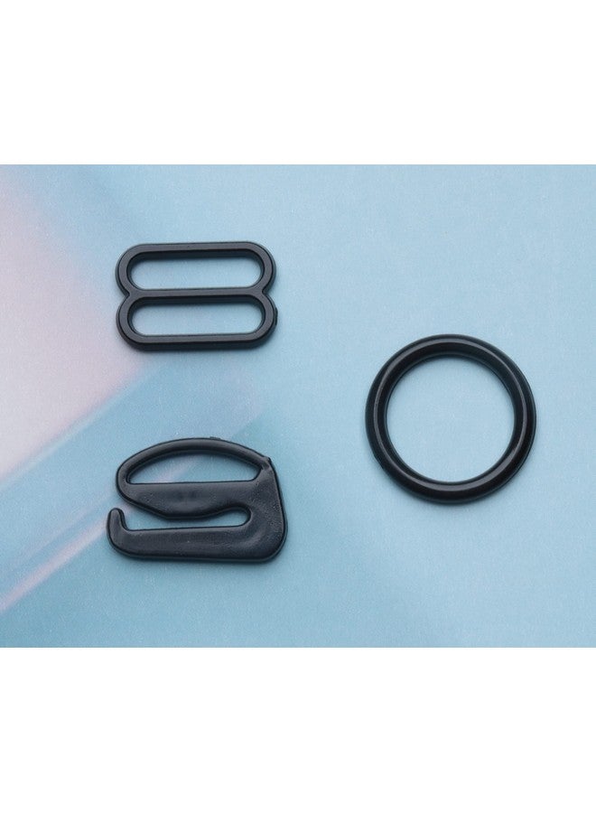sowaka Sowaka 60 Pcs Bra Strap Hooks Nylon Different Styles Multi Size Small Sewing Halter Bikini Bathing Suit Clip Adjustment Sliders Hooks for Replacement Bra Strap Swimsuit Tops Lingerie (Black) - Image 3