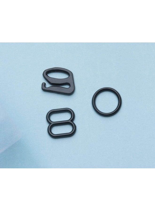 sowaka Sowaka 60 Pcs Bra Strap Hooks Nylon Different Styles Multi Size Small Sewing Halter Bikini Bathing Suit Clip Adjustment Sliders Hooks for Replacement Bra Strap Swimsuit Tops Lingerie (Black) - Image 4
