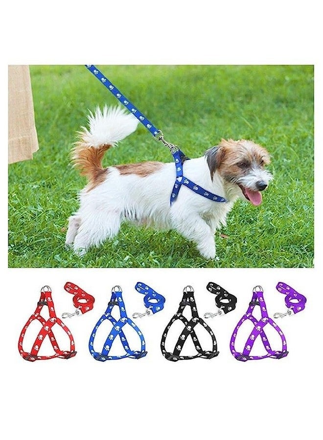 Pet 5 Mm Paw Print Nylon Puppy Harness & Leash Set For Small & Medium Dogs (Color May Vary) - Pack Of 1 - Image 4