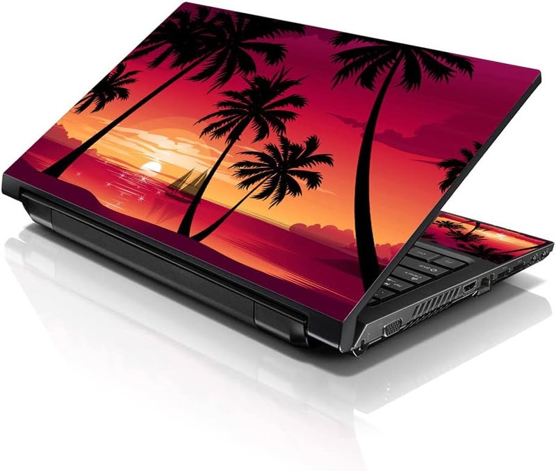 LSS 15 15.6 Inches Laptop Notebook Skin Sticker with 2 Wrist Pads - Reusable Cover Protector Vinyl Sticker Cover Decal Fits 13" - 16" HP Asus Acer - Hawaiian Paradise Palm Tree - Image 1