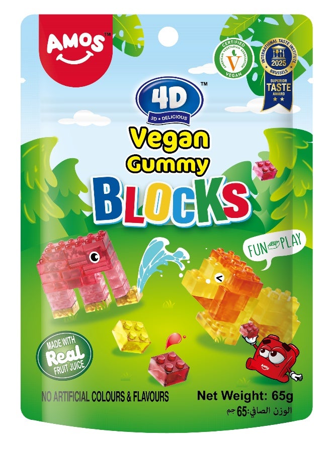 Amos 4D Vegan Gummy Blocks, 65g - Image 1