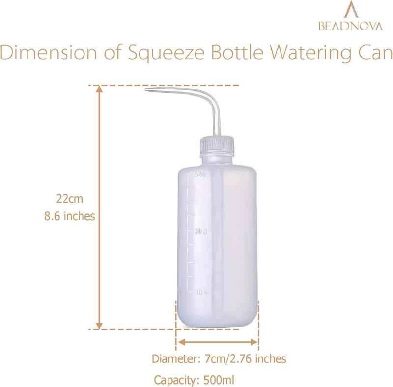 BEADNOVA Irrigation Bottle 500ml 17oz Indoor Plant Watering Can Water Squirt Plastic Rinse Bottle for Eyelash Extensions Eye Wash Tattoo Lab 3pcs - Image 2