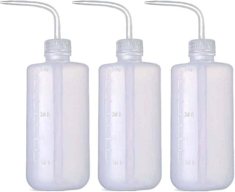 BEADNOVA Irrigation Bottle 500ml 17oz Indoor Plant Watering Can Water Squirt Plastic Rinse Bottle for Eyelash Extensions Eye Wash Tattoo Lab 3pcs - Image 1